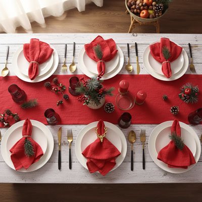 serviette de table rouge sur table blanche